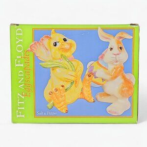 Fitz&Floyd Eggscapades Chick Bunny Salt&Pepper Shakers 2003 Easter Set